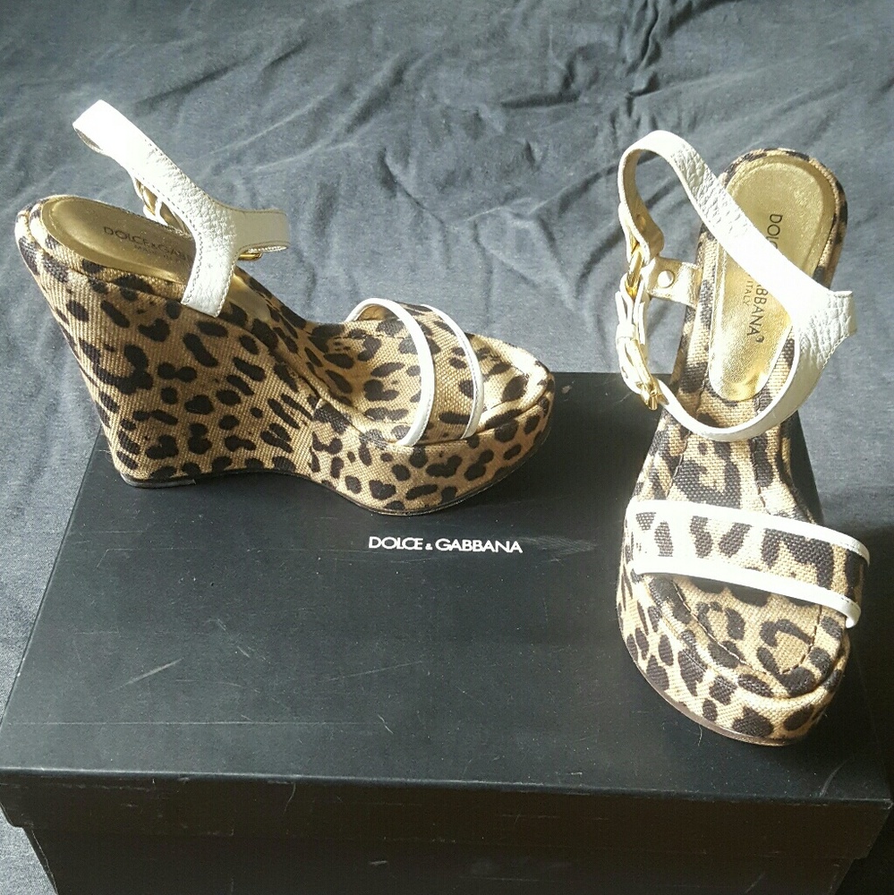 Dolce & Gabana leopard print wedge sandals